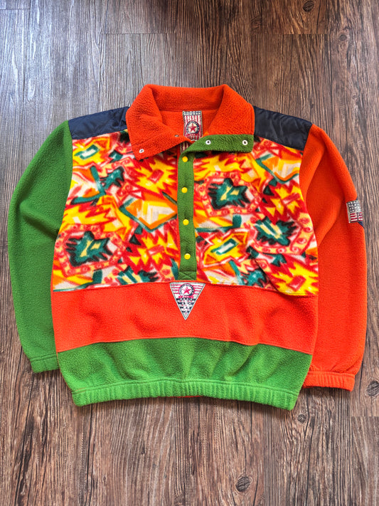 Vintage USA Colorblock Fleece – Orange/Green