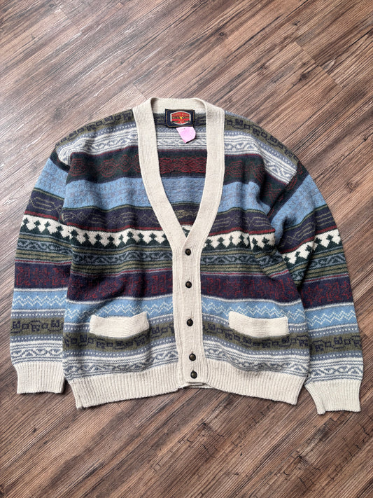 Vintage Wool & Alpaca Pattern Cardigan – Size L