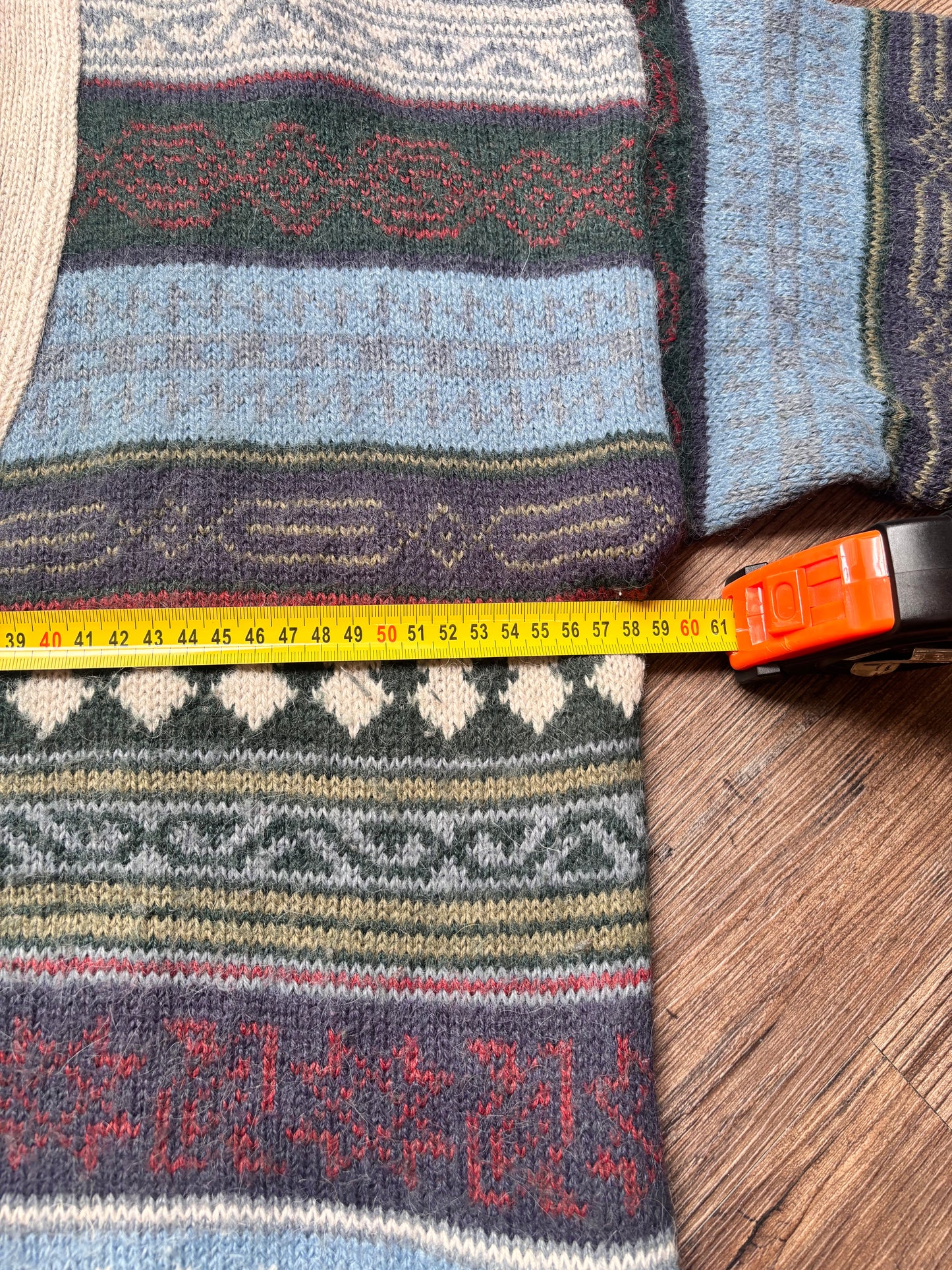 Vintage Wool & Alpaca Pattern Cardigan – Size L