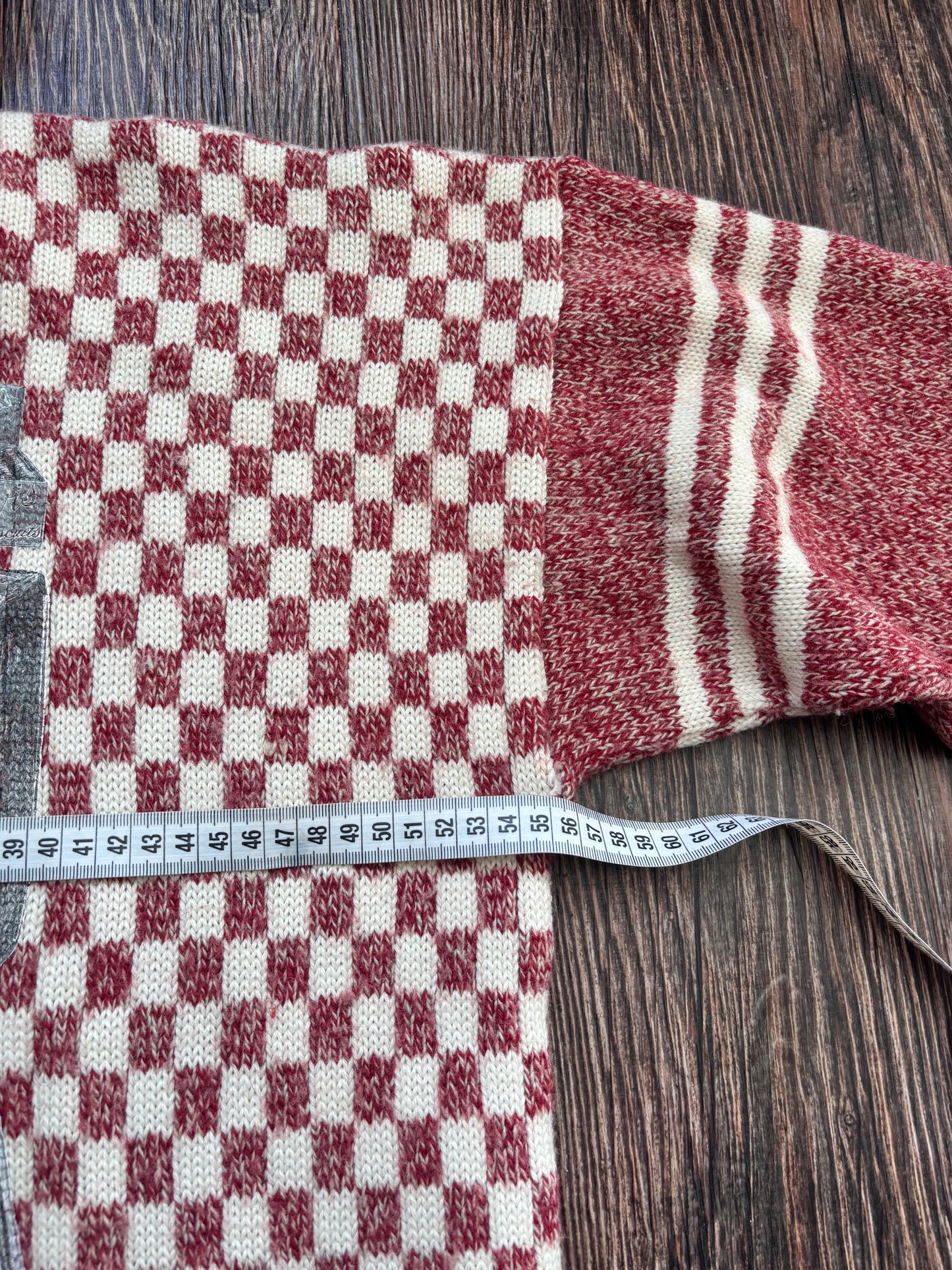 Vintage Checkerboard Rollkragenpullover – Bordeaux