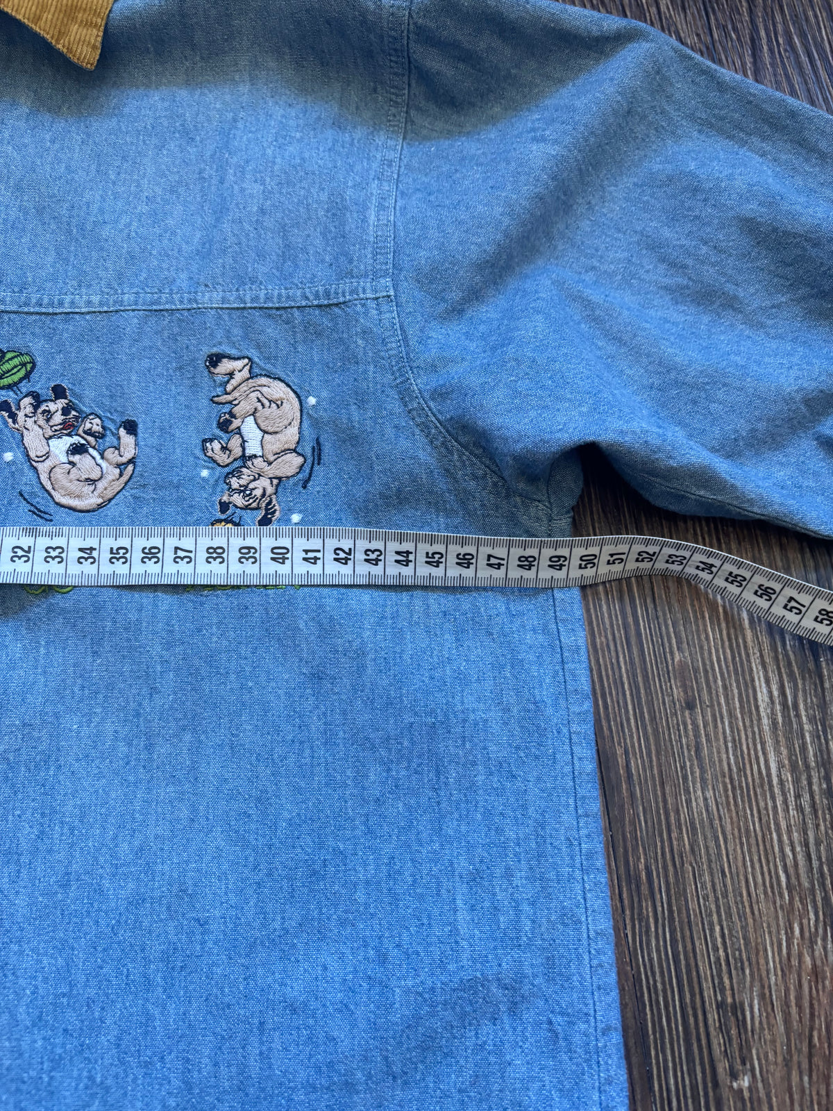 Vintage Denim Shirt mit Bulldog Embroidery