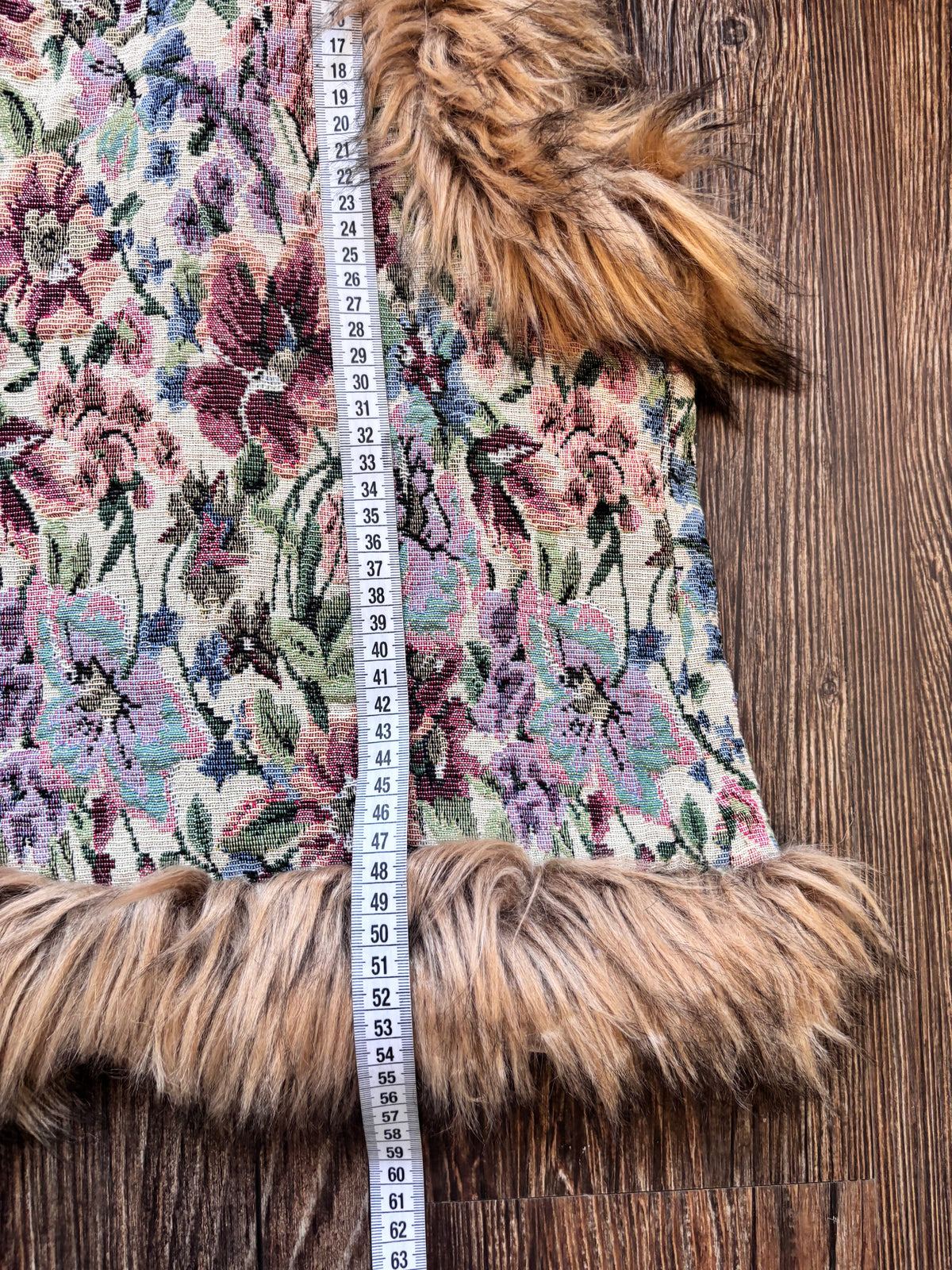 Vintage Milano Floral Tapestry Faux Fur Vest
