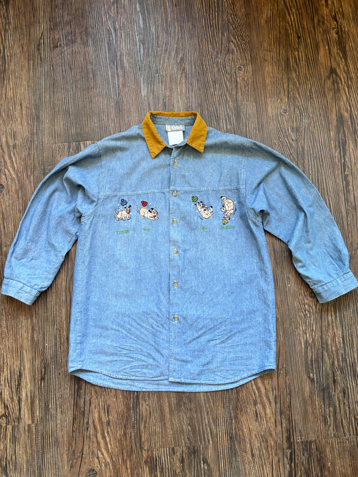 Vintage Denim Shirt mit Bulldog Embroidery