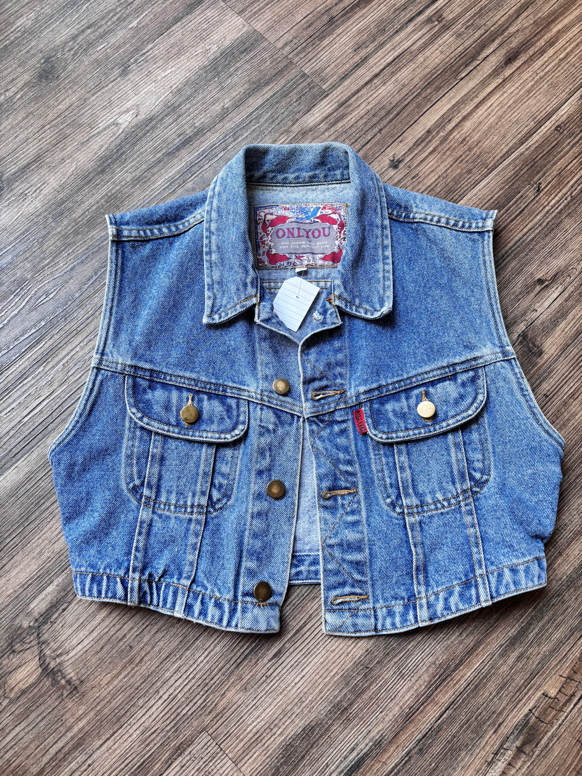 Vintage Cropped Denim Vest – 90s Style