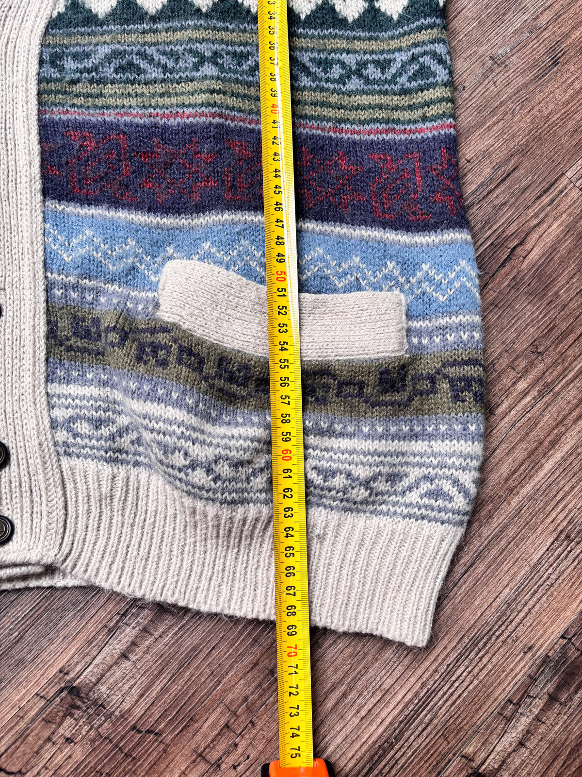 Vintage Wool & Alpaca Pattern Cardigan – Size L