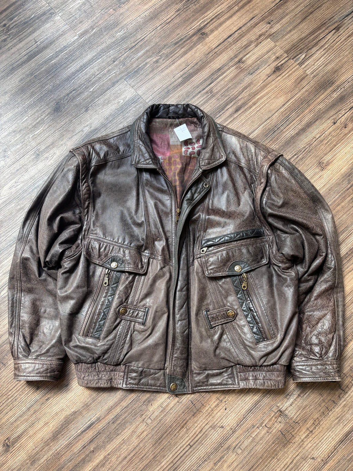 Vintage Convertible Leather Bomber – Brown