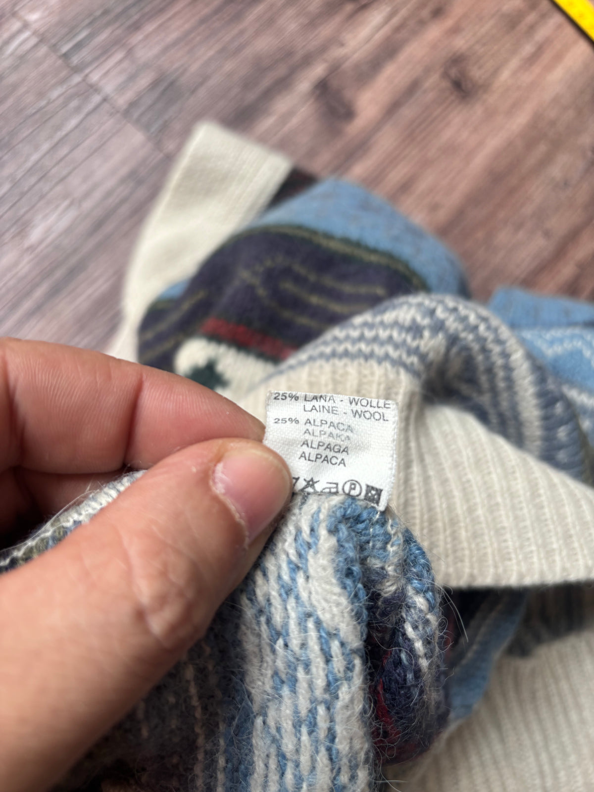 Vintage Wool & Alpaca Pattern Cardigan – Size L