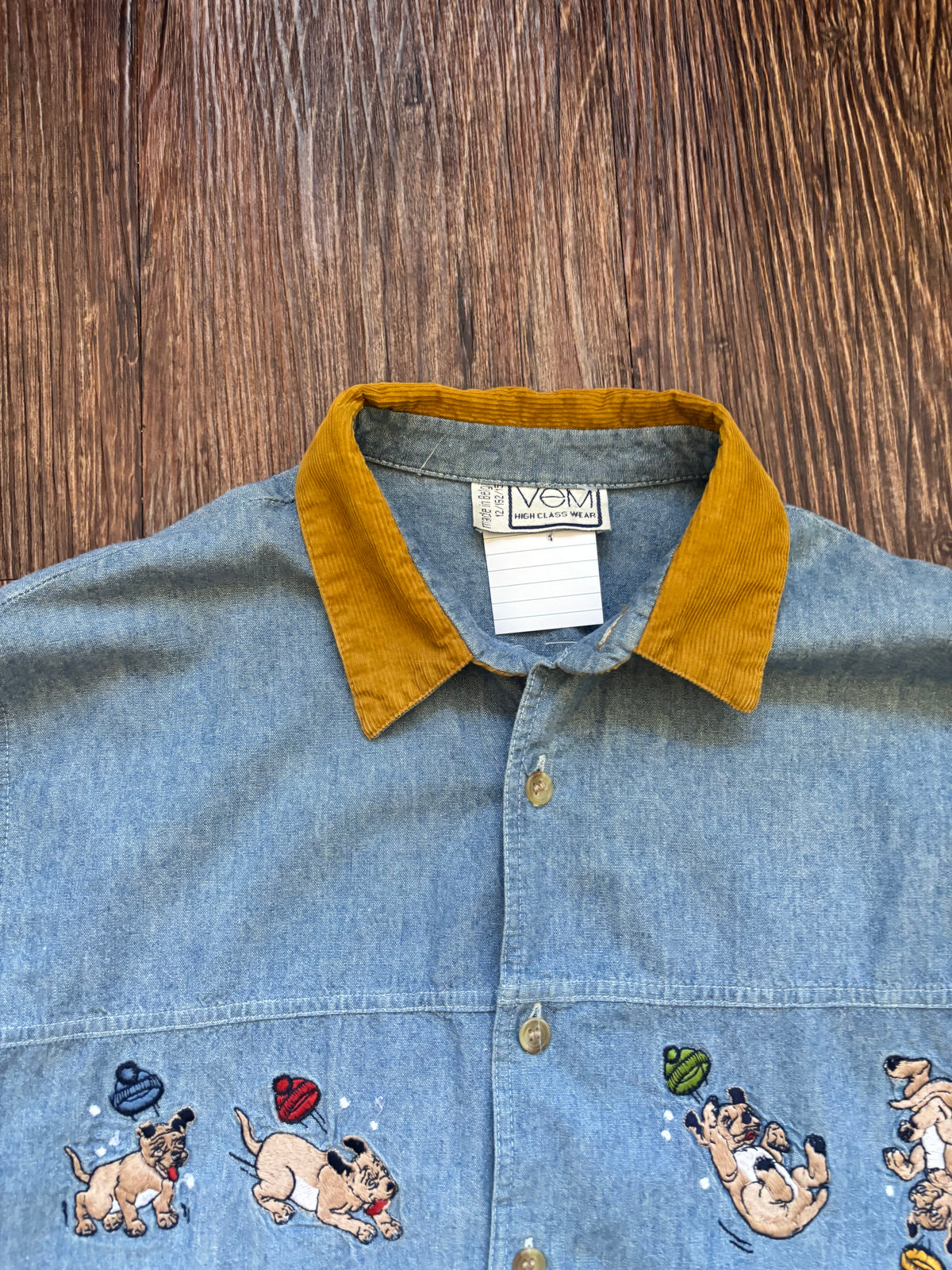 Vintage Denim Shirt mit Bulldog Embroidery