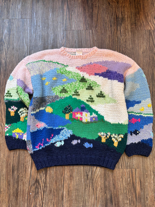 Vintage Handknit Landscape Sweater – One of One