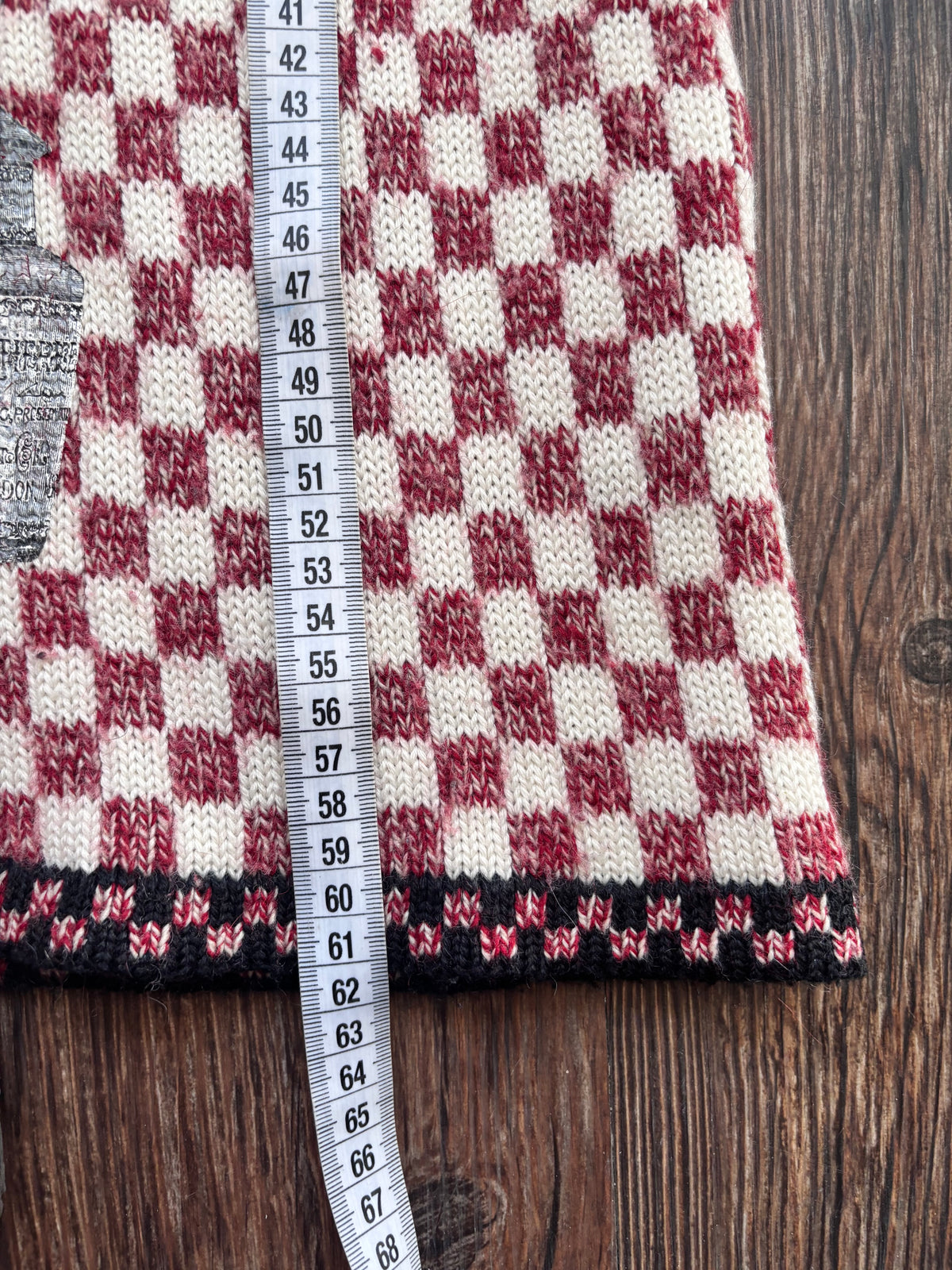 Vintage Checkerboard Rollkragenpullover – Bordeaux