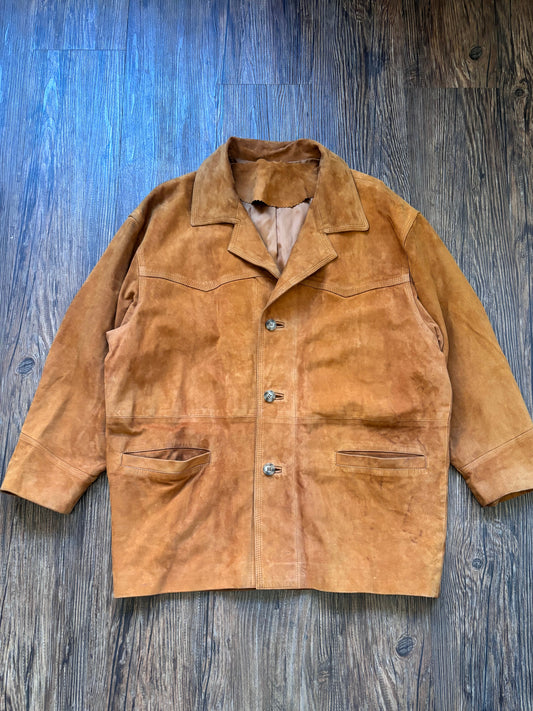 Vintage Berre Suede Leather Coat – Camel