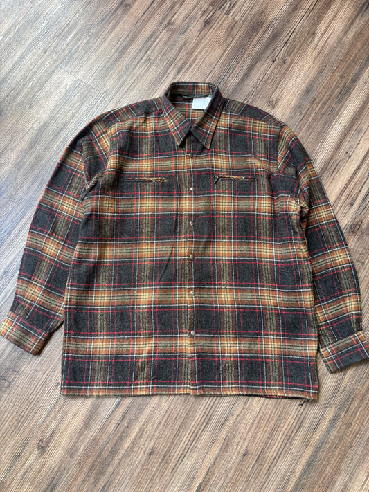 Vintage Plaid Flannel Overshirt – Brown/Black