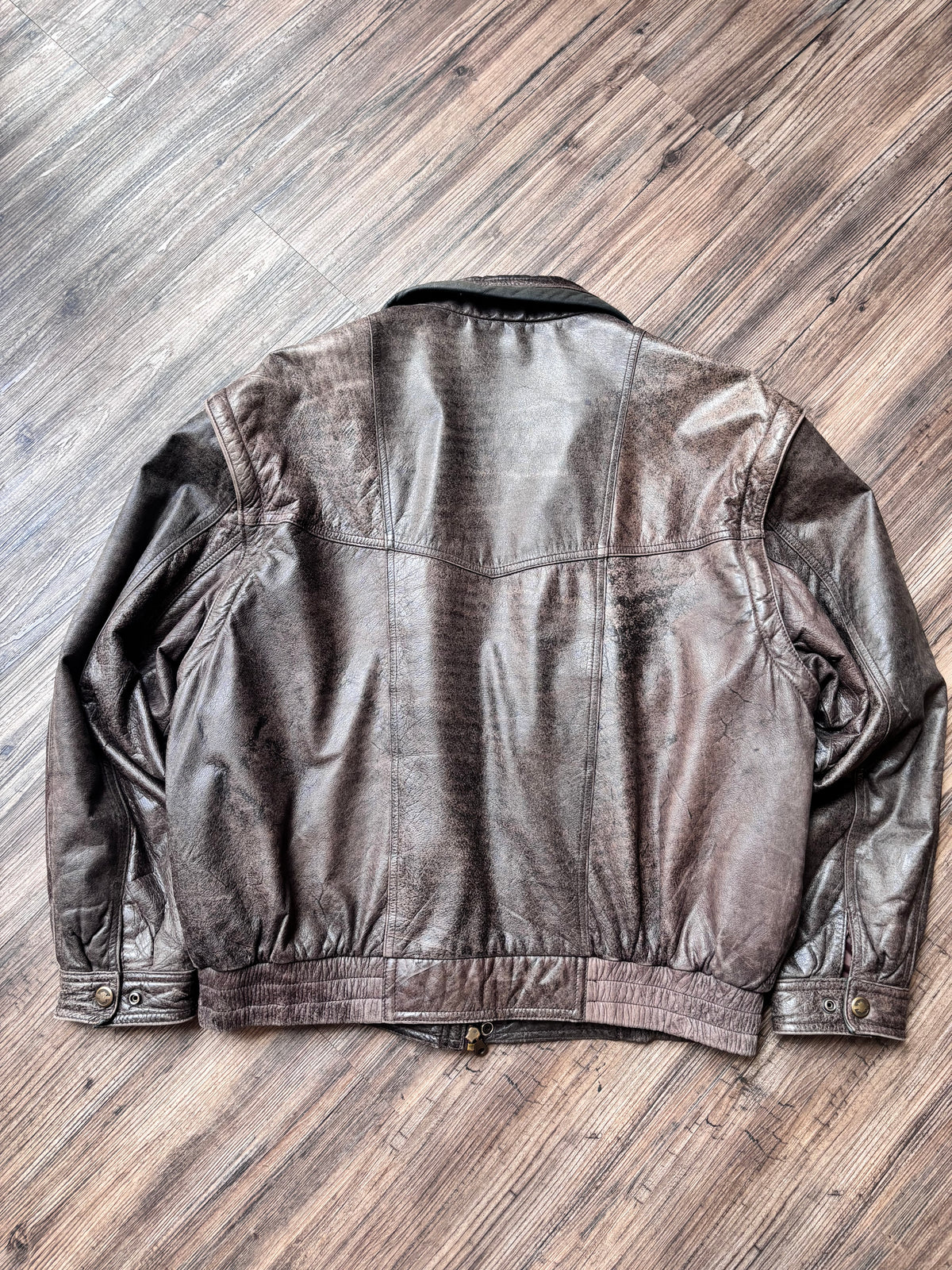 Vintage Convertible Leather Bomber – Brown
