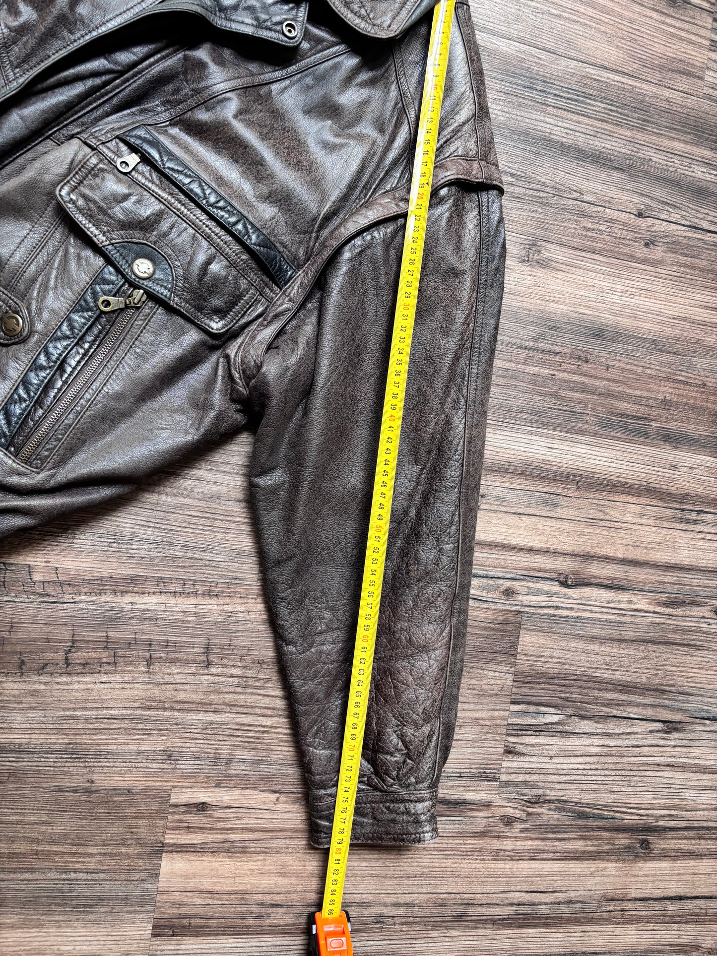 Vintage Convertible Leather Bomber – Brown