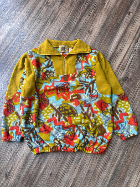 Vintage Abstract Half-Zip Fleece – Mustard/Multi