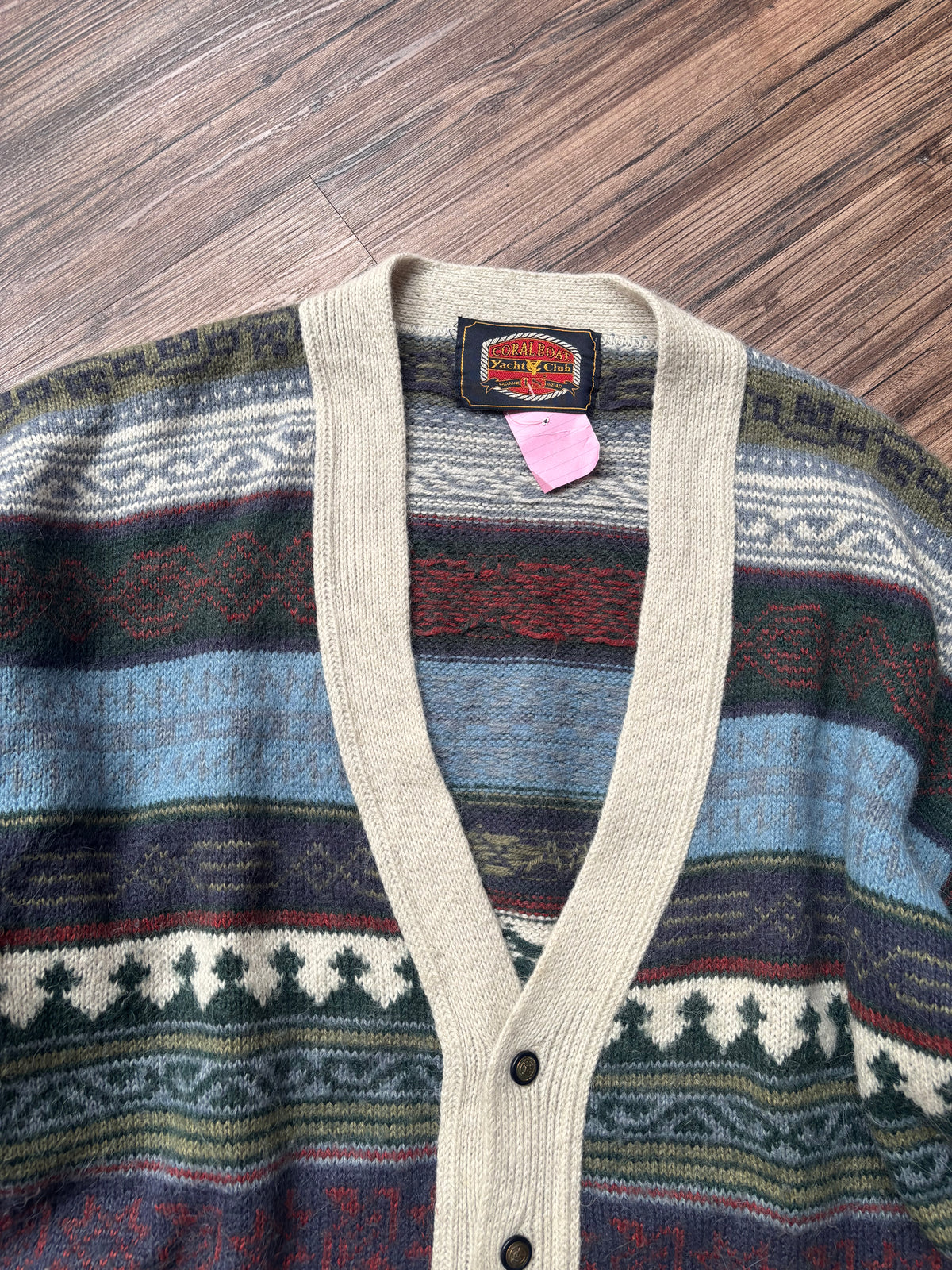 Vintage Wool & Alpaca Pattern Cardigan – Size L