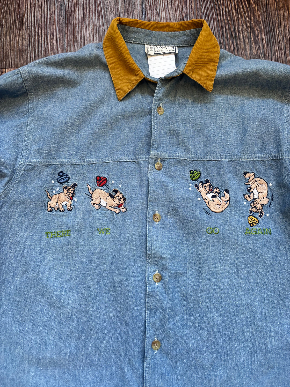 Vintage Denim Shirt mit Bulldog Embroidery