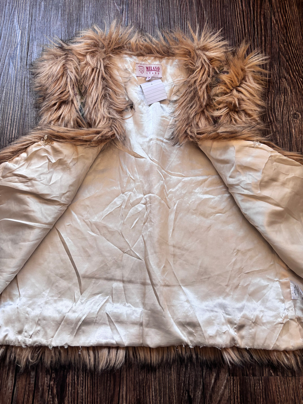 Vintage Milano Floral Tapestry Faux Fur Vest