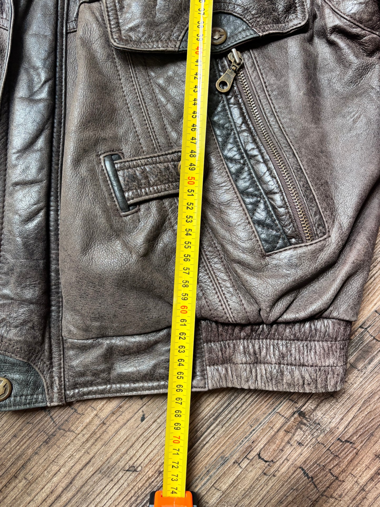 Vintage Convertible Leather Bomber – Brown