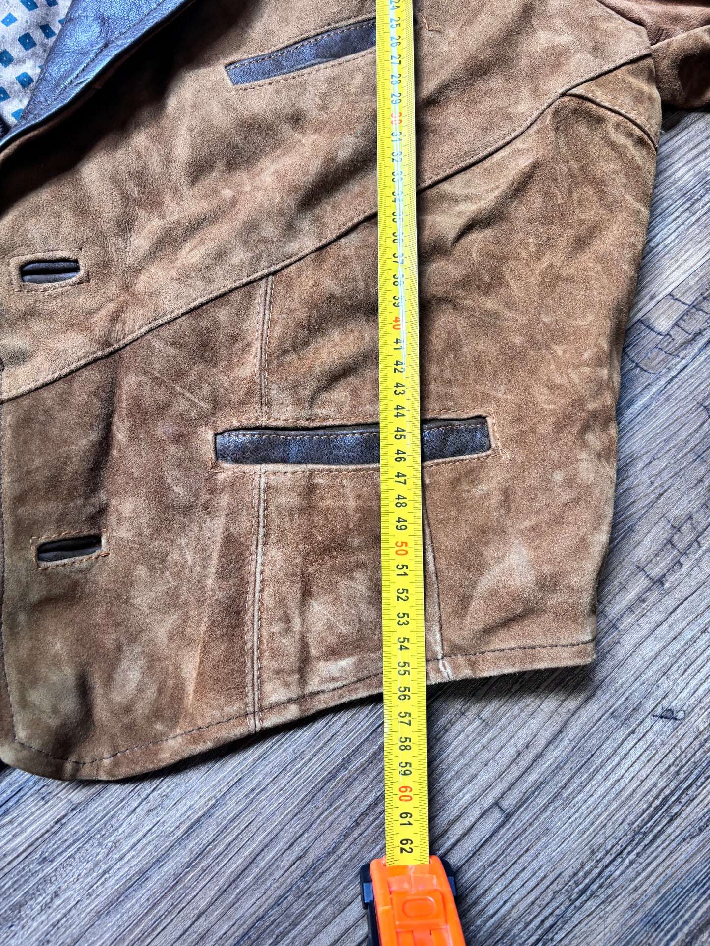 Vintage 80s Suede Tuxedo Jacket – Beige & Brown